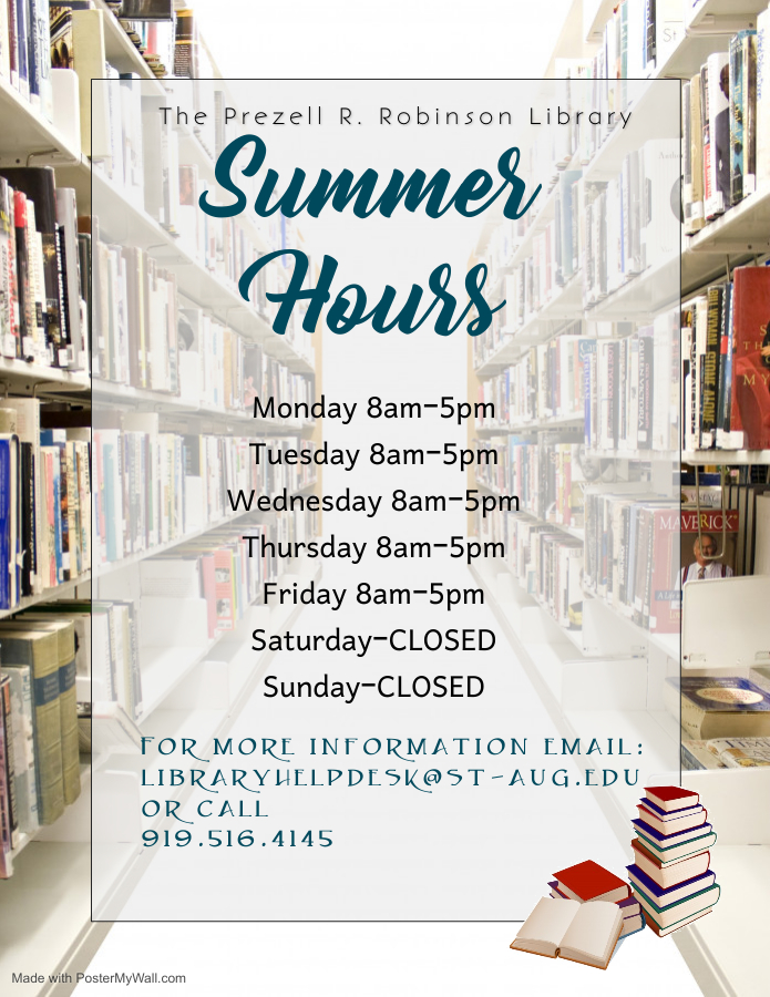 Summer Library Hours 2 Saint Augustine's University